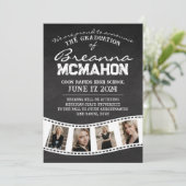 White Filmstrip Chalkboard Afstuderen Aankondiging (Staand voorkant)