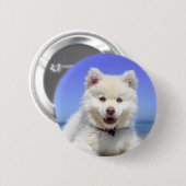 White Fins Lapphund Puppy Cute Ronde Button 5,7 Cm (Voorkant /achterkant)