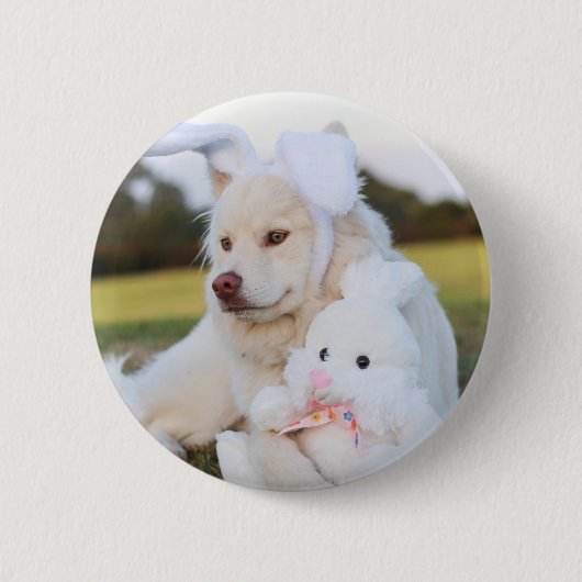 White Fins Lapphund Puppy Cute Ronde Button 5,7 Cm (Voorkant)