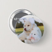 White Fins Lapphund Puppy Cute Ronde Button 5,7 Cm (Voorkant /achterkant)