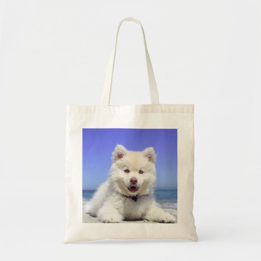 White Fins Lapphund Puppy Cute Tote Bag (Voorkant)