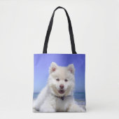White Fins Lapphund Puppy Cute Tote Bag (Voorkant)