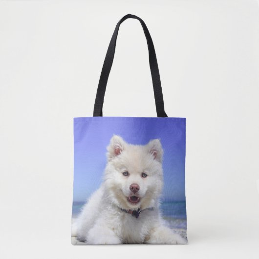 White Fins Lapphund Puppy Cute Tote Bag (Voorkant)
