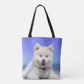 White Fins Lapphund Puppy Cute Tote Bag (Achterkant)