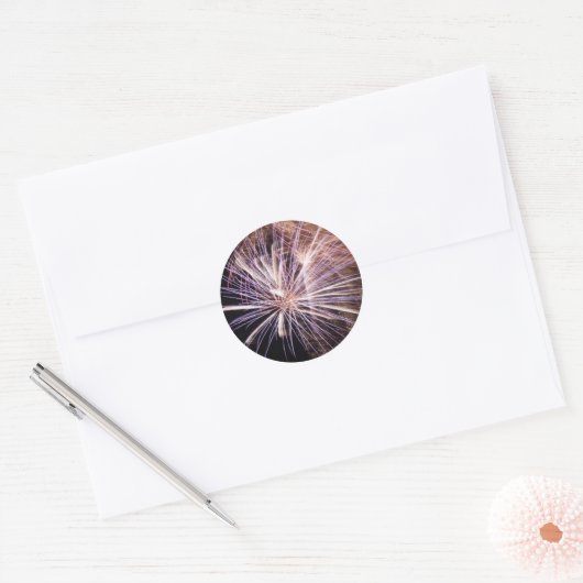 White Fireworks Ronde Sticker (Envelop)