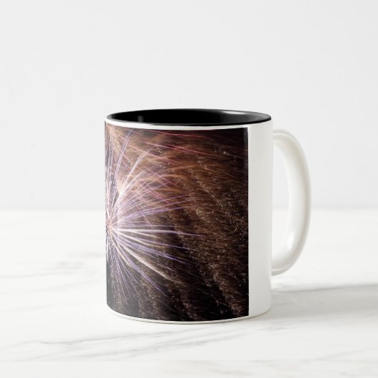 White Fireworks Tweekleurige Koffiemok (Voorkant rechts)