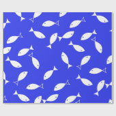 White Fish Blue Background Kapitein Zee Theme Cadeaupapier (Vlak)