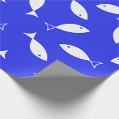 White Fish Blue Background Kapitein Zee Theme Cadeaupapier (Hoek)