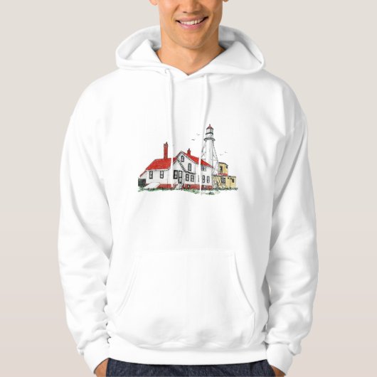 White Fish Point Lighthouse Michigan Hoodie (Voorkant)