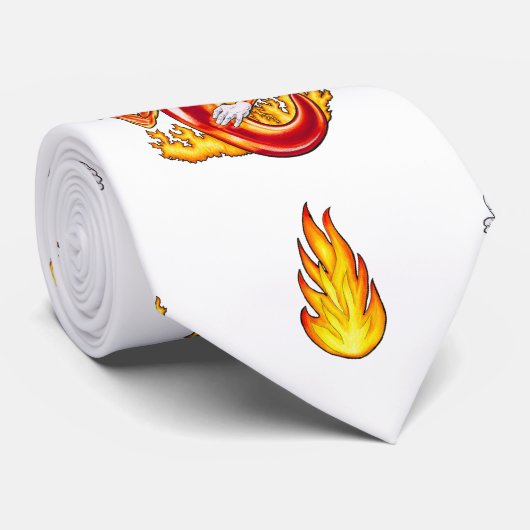 White Flame-Fighting Chili Character Pattern Stropdas (Opgerold)