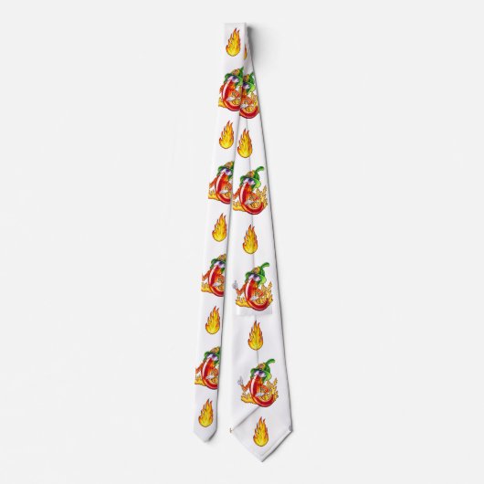 White Flame-Fighting Chili Character Pattern Stropdas (Achterkant)
