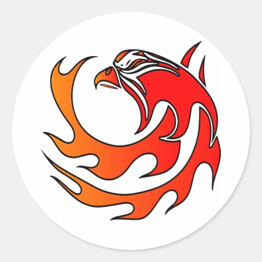 White Flame Tribal Eagle Head Ronde Sticker (Voorkant)