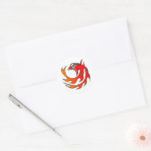 White Flame Tribal Eagle Head Ronde Sticker (Envelop)