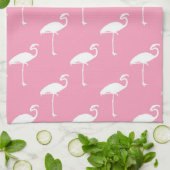 White Flamingo Tropical Flamingos Pink Background Theedoek (Gevouwen)