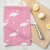 White Flamingo Tropical Flamingos Pink Background Theedoek (Quarter Fold)