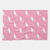 White Flamingo Tropical Flamingos Pink Background Theedoek (Horizontaal)