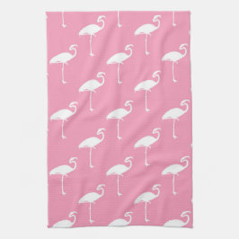 White Flamingo Tropical Flamingos Pink Background Theedoek