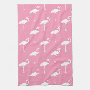 White Flamingo Tropical Flamingos Pink Background Theedoek