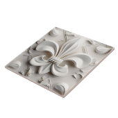 White Fleur De Lis Ceramic Tile Tegeltje (Zijkant)
