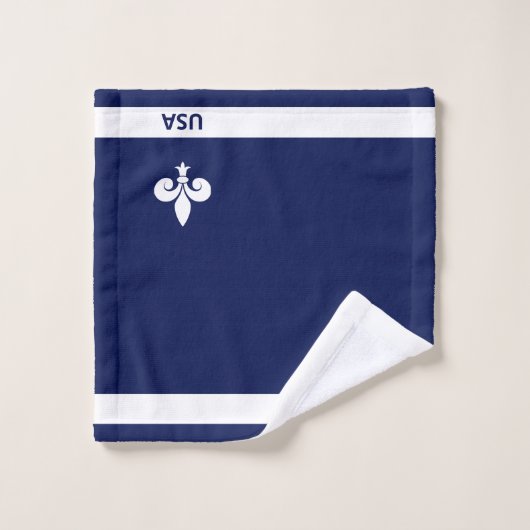 White Fleur de Lis on Navy Blue Bad Handdoek (Wasdoekje)