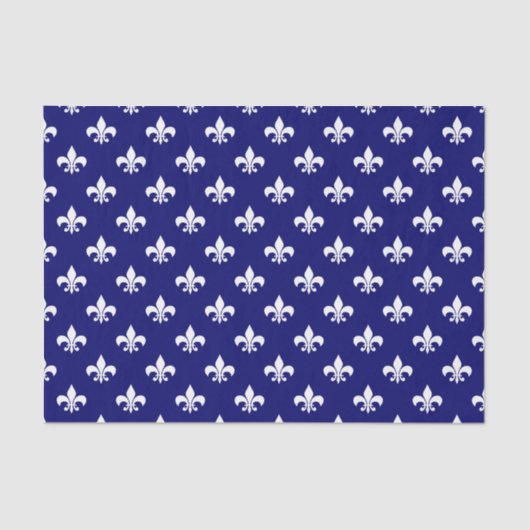White Fleur-de-lis op Dark Navy Blue Tissuepapier (Voorkant)