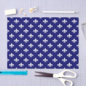 White Fleur-de-lis op Dark Navy Blue Tissuepapier (Craft)