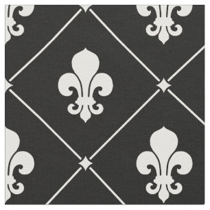White Fleur De Lis Pattern Stof
