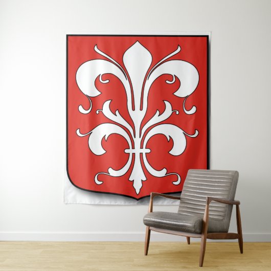White Fleur-de-Lis Shield – Adel & Elegantie Wandkleed (In situ)