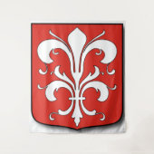 White Fleur-de-Lis Shield – Adel & Elegantie Wandkleed (Voorkant)