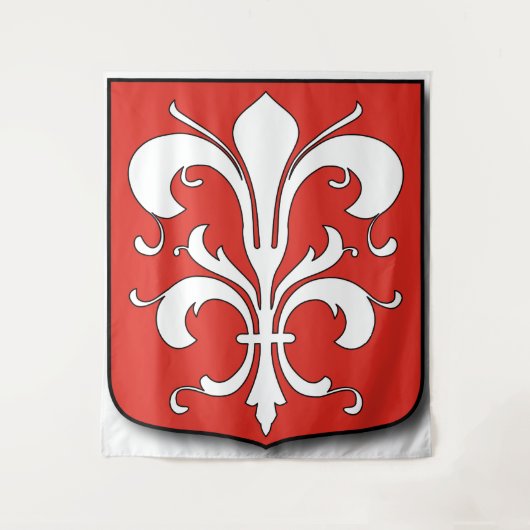 White Fleur-de-Lis Shield – Adel & Elegantie Wandkleed (Voorkant)