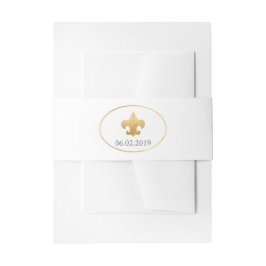 White Fleur de Lis Wedding Invitation Belly Band Uitnodigingen Wikkel