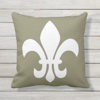 White Fleur de Lys Your Choted Background Color Buitenkussen