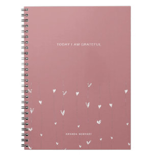 White Floating Hearts Grateful Quote Notitieboek