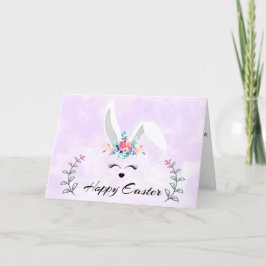 White Floppy-eared Bunny Hoppy Easter Folded Kaart