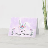 White Floppy-eared Bunny Hoppy Easter Folded Kaart (Voorkant)