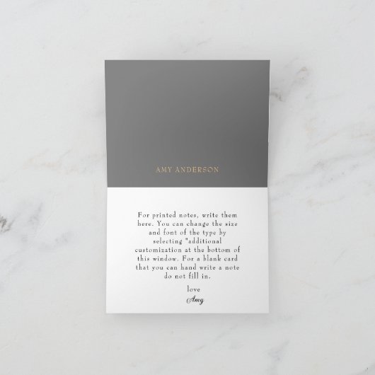 White Flora l Gold Accents Monogram A Note Kaart (Binnen)