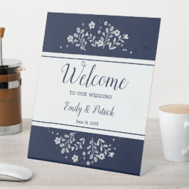 White Flora Reclamebord Met Voetstuk