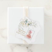 White Floral Airy Greenery Girl Photo Baptisme Bedankjes Labels (In situ)