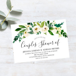 White Floral All Seasons Couples Shower Invitation Kaart