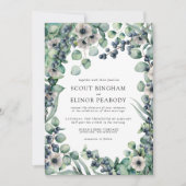 White Floral and Berries Boho Botanical Wedding Kaart (Voorkant)