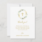 White Floral and Gold First Notitiekaartje (Voorkant)