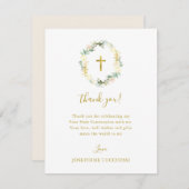 White Floral and Gold First Notitiekaartje (Voorkant / Achterkant)