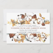 White Floral and Gold Leaves Fall Wedding Kaart (Voorkant)