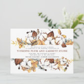 White Floral and Gold Leaves Fall Wedding Kaart (Staand voorkant)