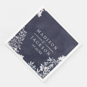 White Floral Any Color Waterverf Wedding Monogram Servetten (Hoek)