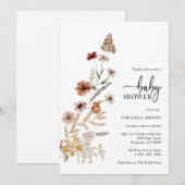 White Floral Baby shower Invitation Kaart (Voorkant / Achterkant)