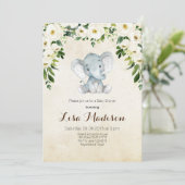White Floral Baby shower Invitation Kaart (Staand voorkant)