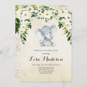 White Floral Baby shower Invitation Kaart (Voorkant / Achterkant)