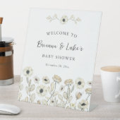 White Floral Baby Shower Welcome Reclamebord Met Voetstuk (Insitu)
