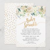 White Floral Baby Sprinkle Invitation Kaart (Voorkant / Achterkant)